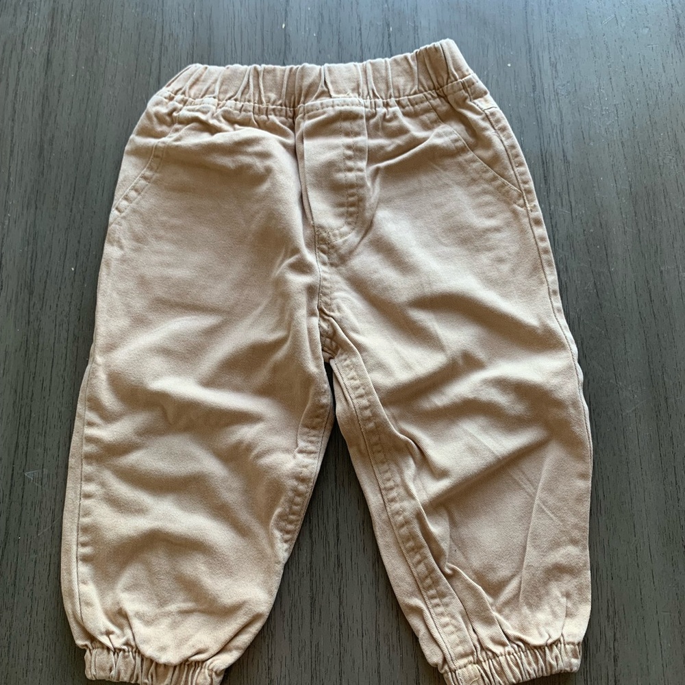 Kids Tan Elastic Waist Pants